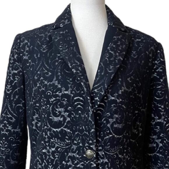 Cabi Women’s Blazer #109 Jacquard Velvet One Button Pockets Blue Paisley Size 6 - Picture 5 of 12
